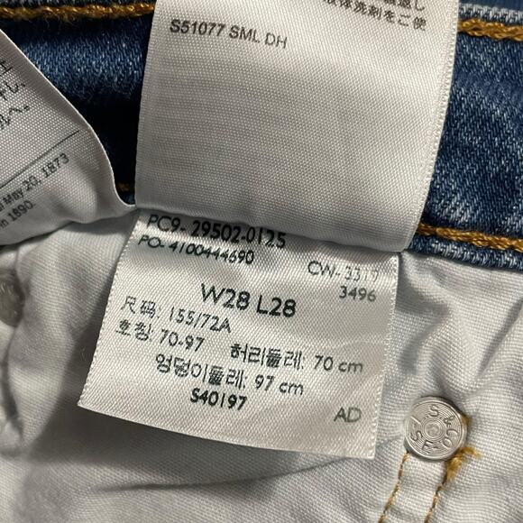 Levis 501 Womens Jeans Size 28 Button Fly Straight Medium Wash Distressed Denim - Picture 7 of 12